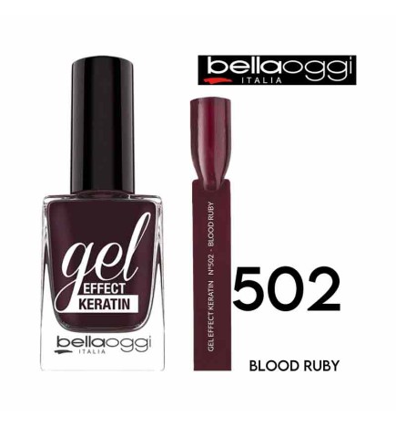 Smalto effetto gel con cheratina BLOOD RUBY 502 da 10 ml BELLAOGGI